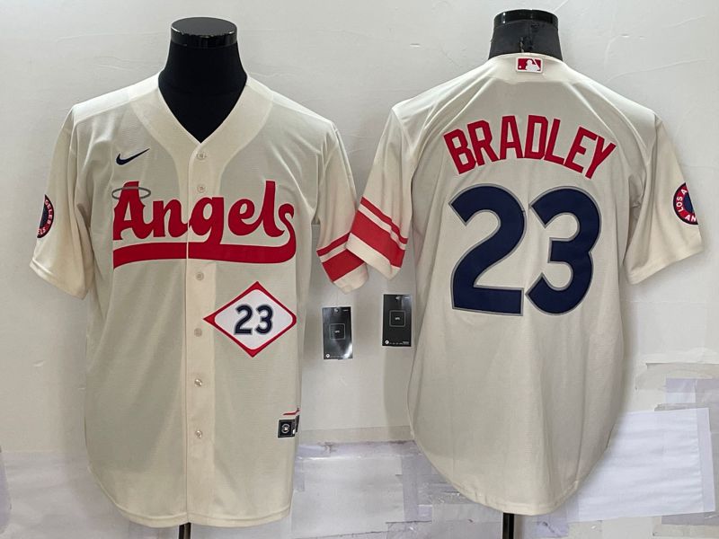 Men Los Angeles Angels 23 Bradley Cream City Edition Game Nike 2022 MLB Jerseys